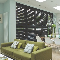 Solid basswood shutters in dark Wenge look stunning
